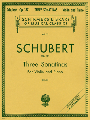 Book cover for Three Sonatinas, Op. 137