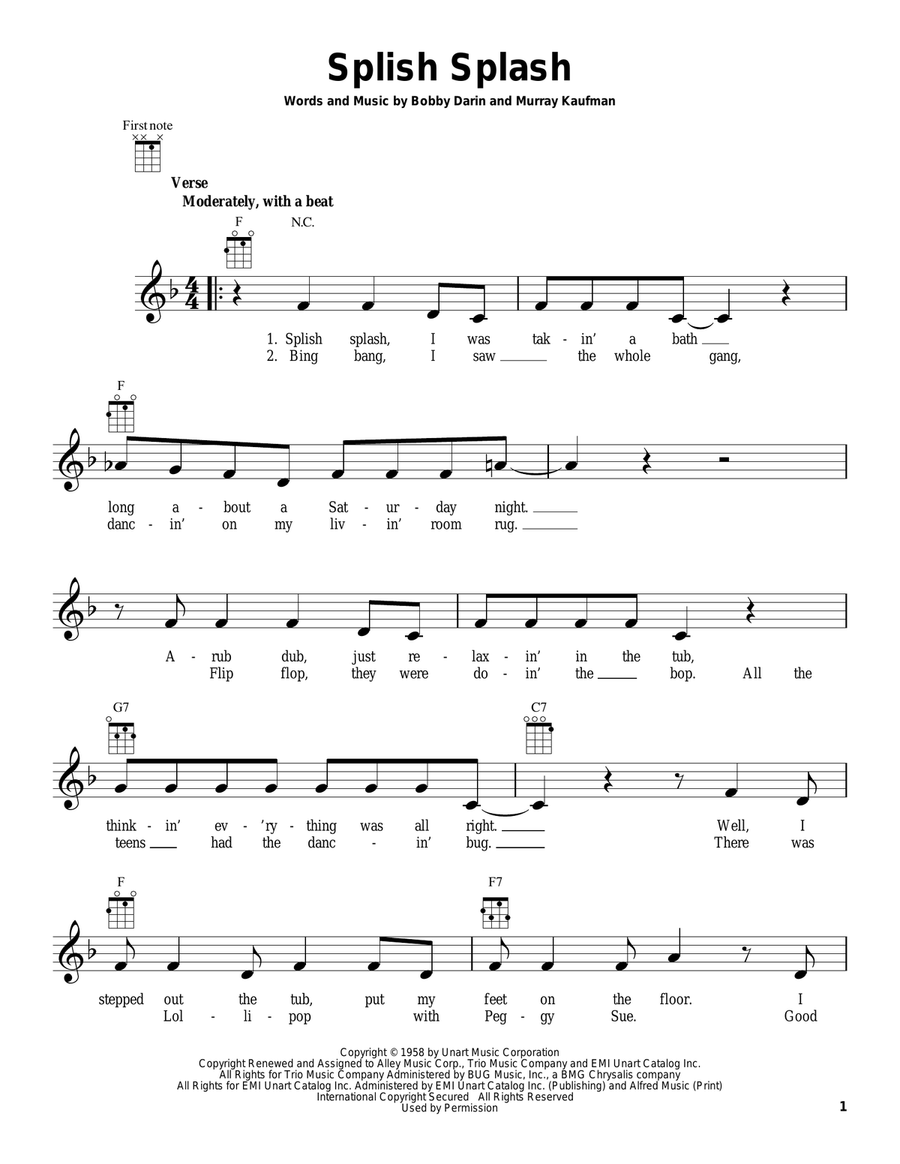 Splish Splash Ukulele scores gallery preview page 1