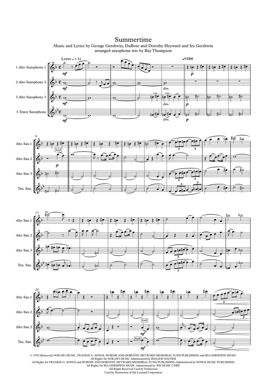 Summertime Woodwind Trio scores gallery preview page 1