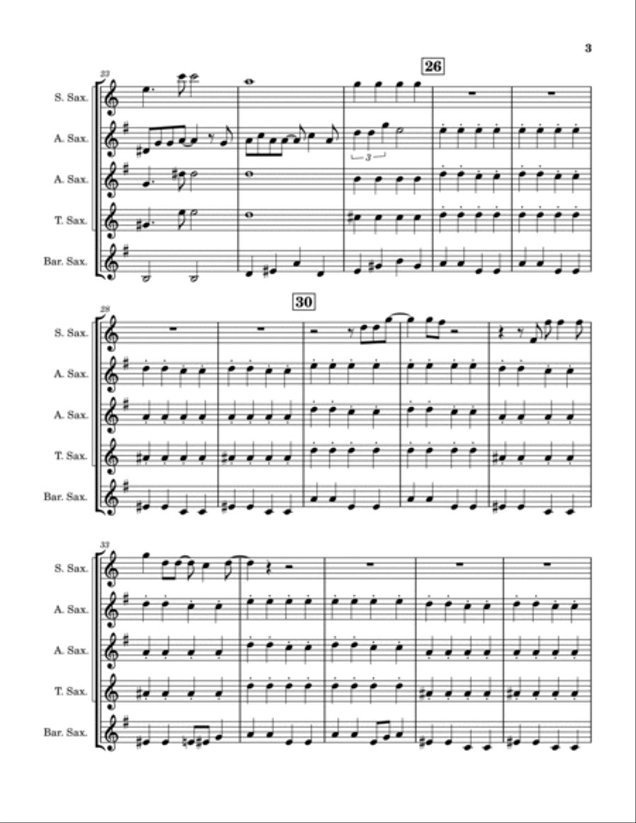 Cold As Ice Saxophone Quintet scores gallery preview page 4