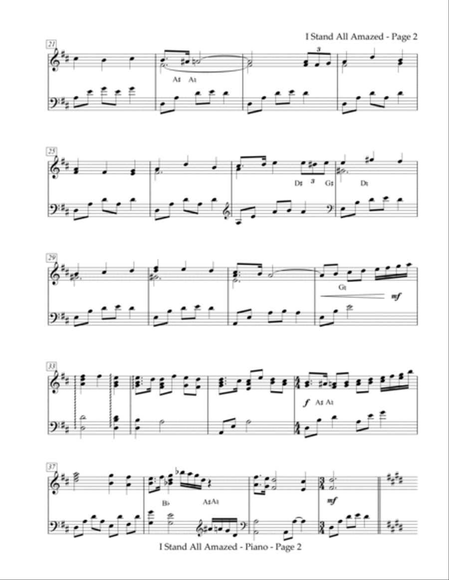 I Stand All Amazed - Harp Solo arrangement by KATHLEEN HOLYOAK Harp scores gallery preview page 3