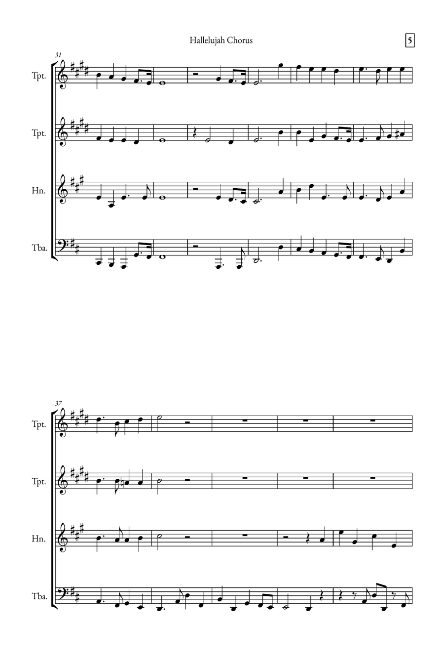Hallelujah Chorus Brass Quartet scores gallery preview page 5
