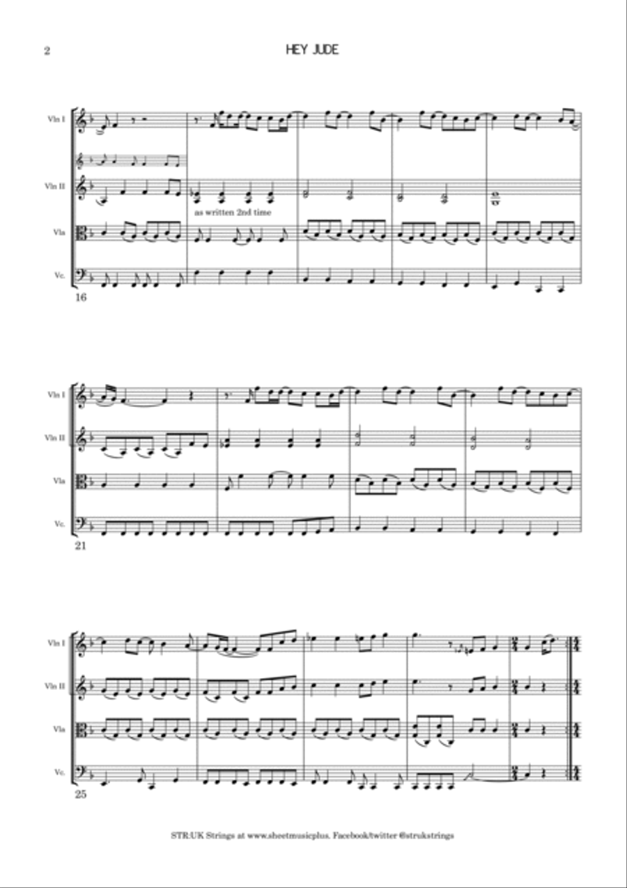 Hey Jude String Quartet scores gallery preview page 3