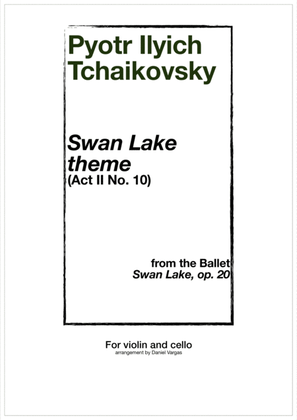 Book cover for Swan Lake Theme, for violin and cello