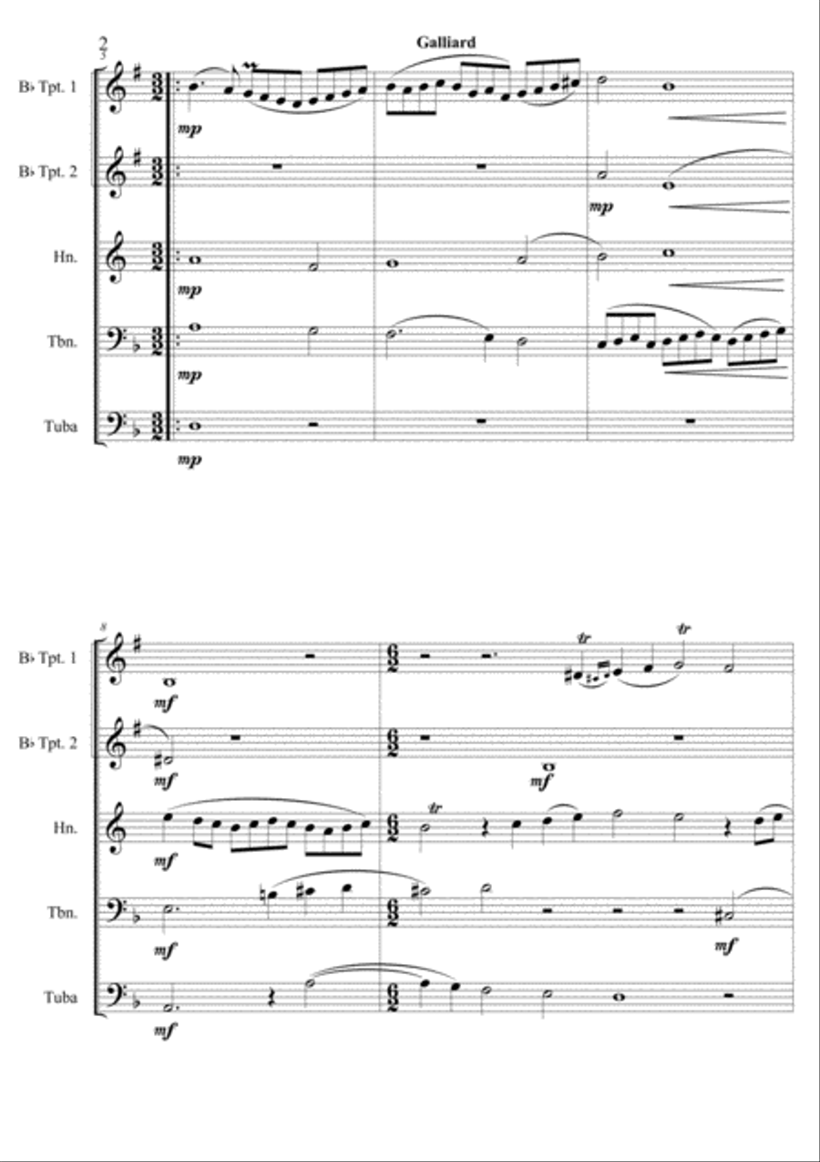 Wm. BYRD- in D minor for Brass Quintet Brass Quintet scores gallery preview page 2