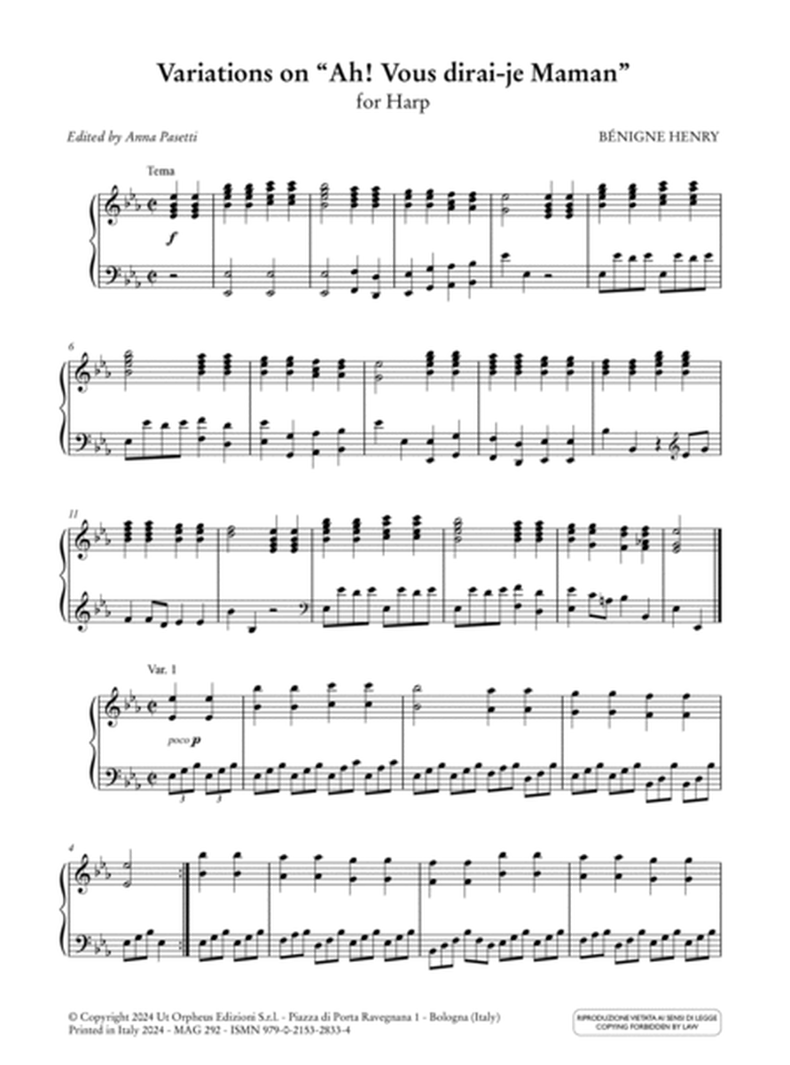 Variations on "Ah! Vous dirai-je Maman" for Harp