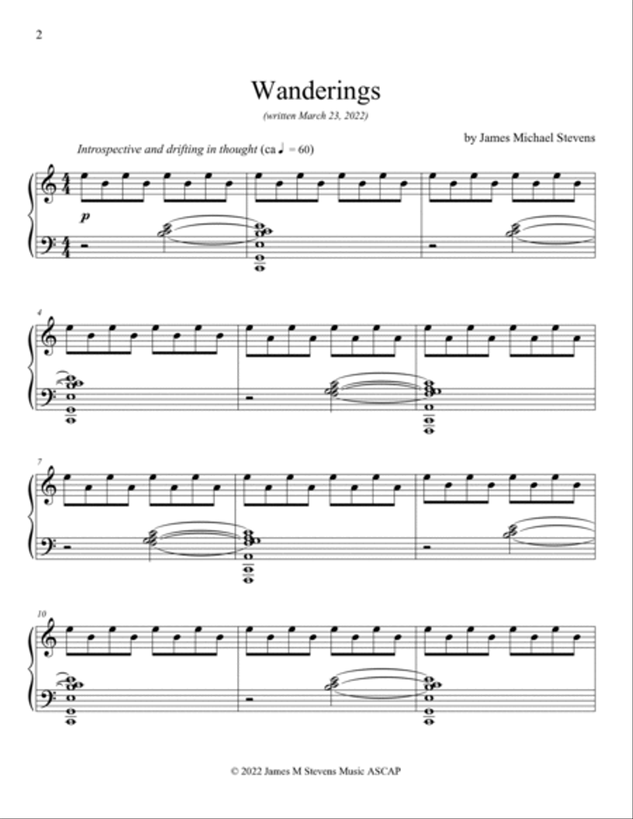 Wanderings - Minimalist Piano Piano Solo scores gallery preview page 2