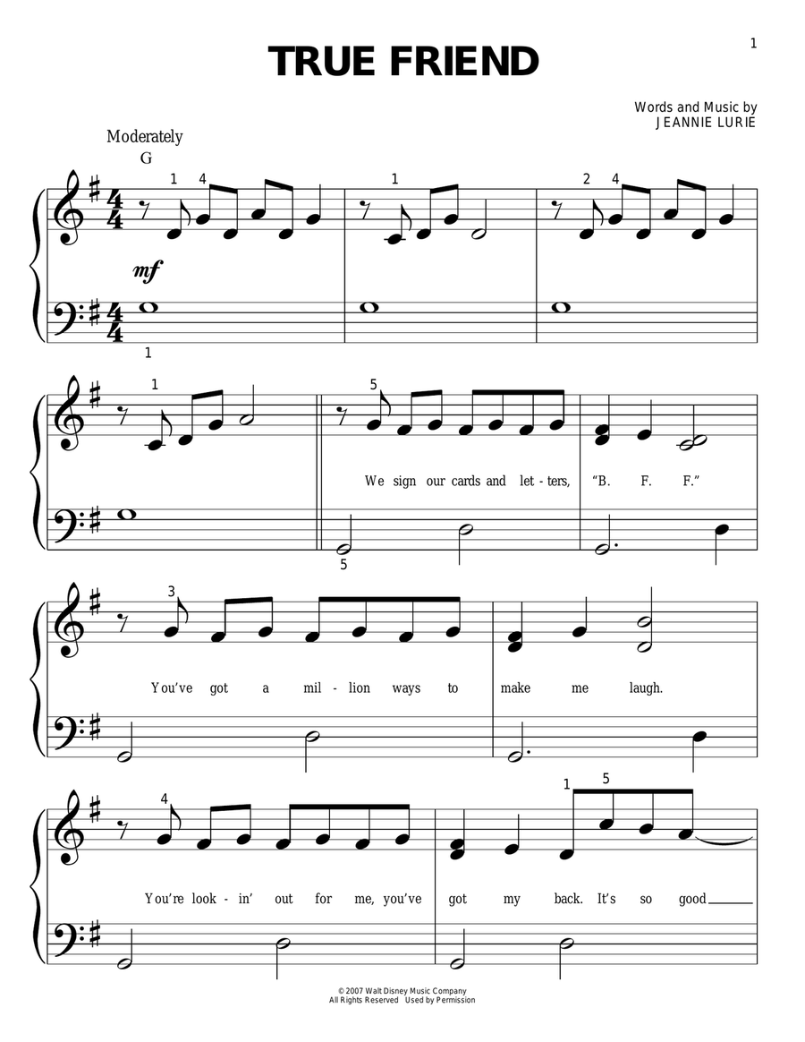 True Friend True Friend Easy Piano scores gallery preview page 1
