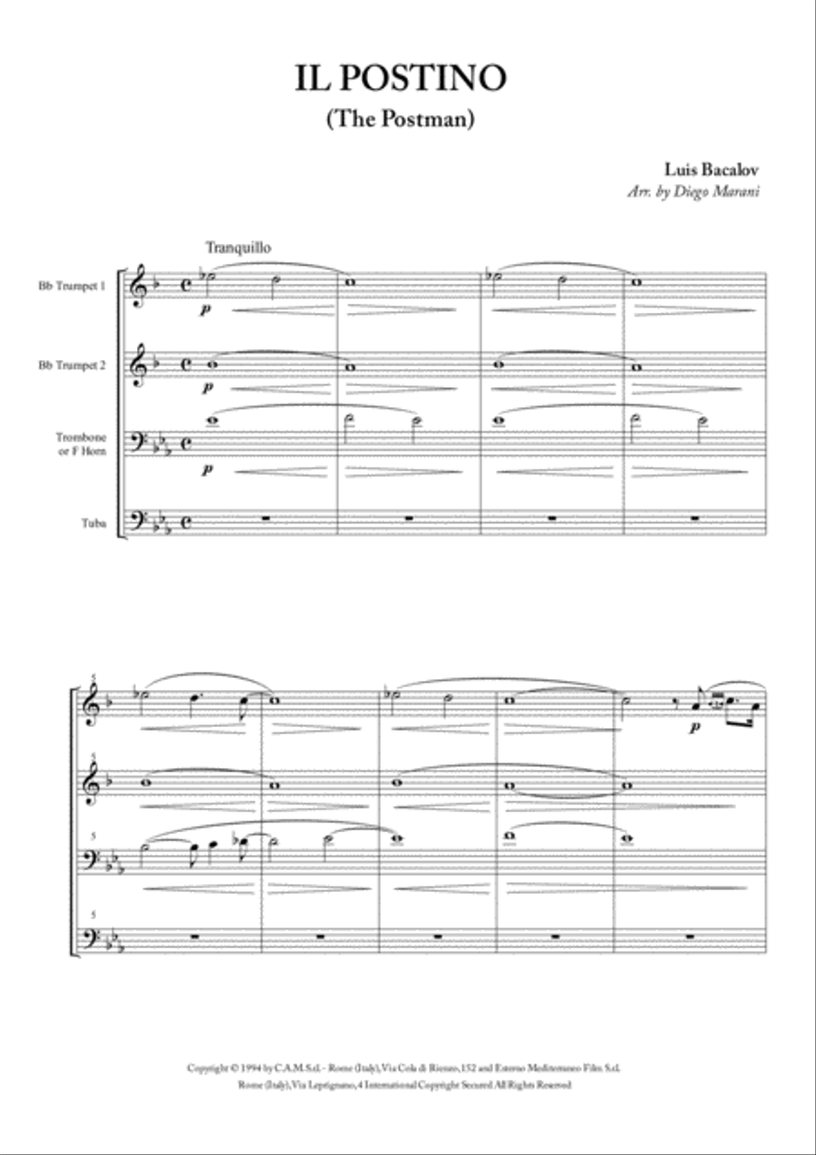 Il Postino (the Postman) Brass Ensemble scores gallery preview page 3