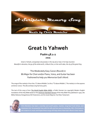 Great Is Yahweh (Psalm 48.1-2 WEB)