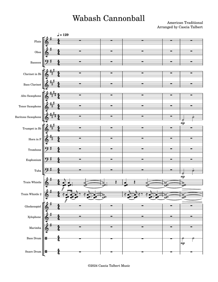 Wabash Cannonball Concert Band scores gallery preview page 1