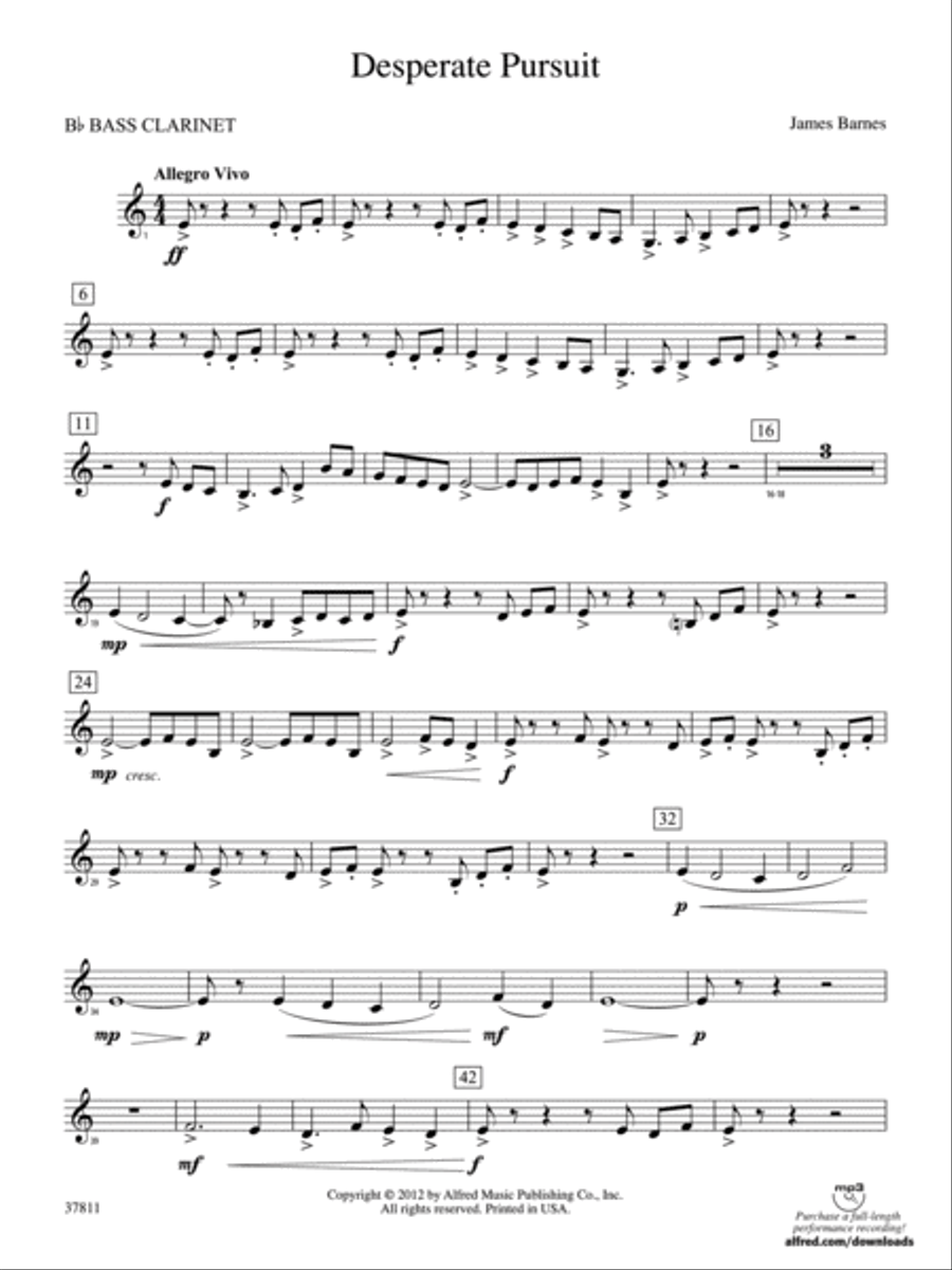 Desperate Pursuit: B-flat Bass Clarinet Concert Band scores gallery preview page 1
