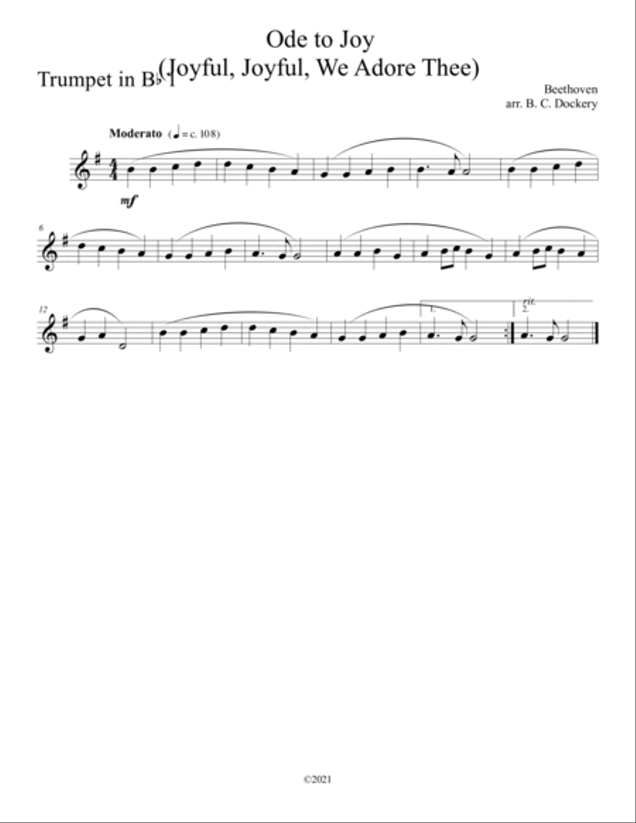 Ode to Joy (Joyful, Joyful, We Adore Thee) for Brass Quintet Brass Quintet scores gallery preview page 3