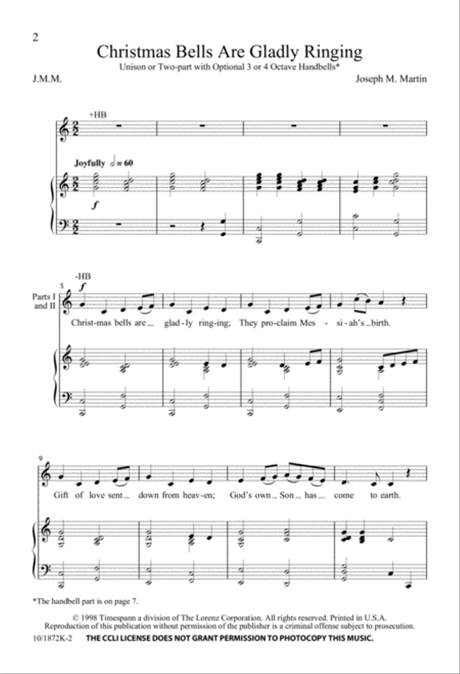 Christmas Bells Are Gladly Ringing Unison Choir scores gallery preview page 2