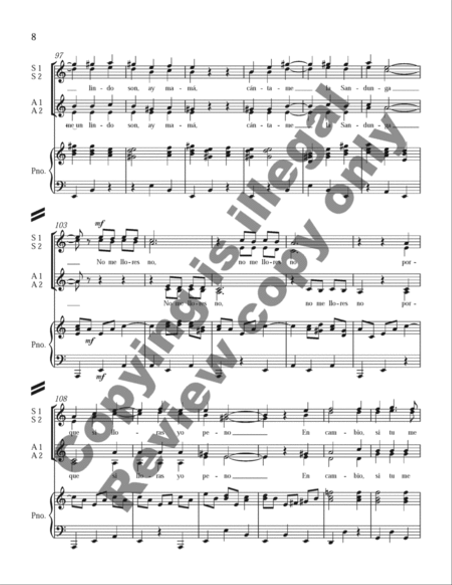 Three Mexican Folk Songs: 1. La Martiniana SSAA scores gallery preview page 16