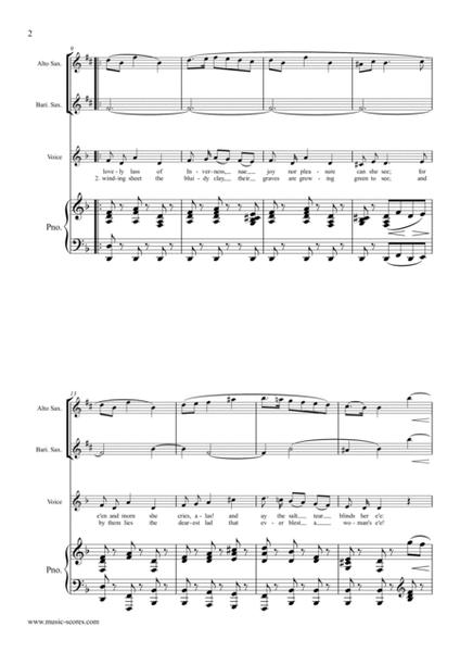 The Lovely Lass of Inverness, Op. 108 - Voice, Alto Sax, Baritone Sax and Piano image number null