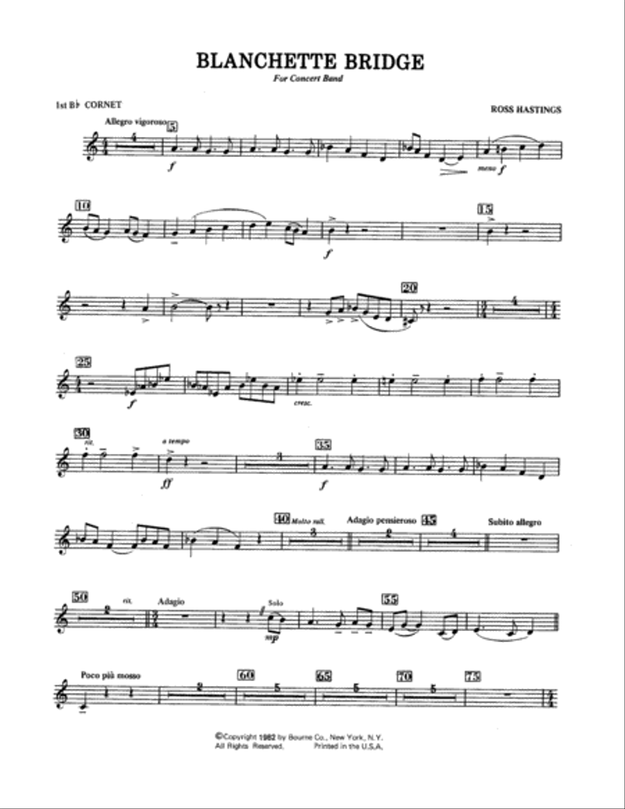 Blanchette Bridge - 1st Bb Cornet Concert Band scores gallery preview page 1