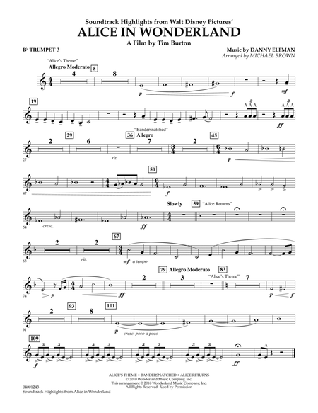 Alice In Wonderland, Soundtrack Highlights - Bb Trumpet 3
