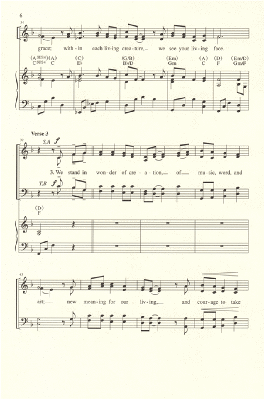 We Stand in Wonder of Creation 4-Part scores gallery preview page 6