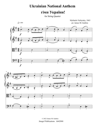 Ukrainian National Anthem for String Quartet