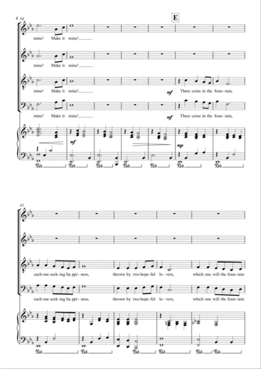 Three Coins In The Fountain 4-Part scores gallery preview page 4