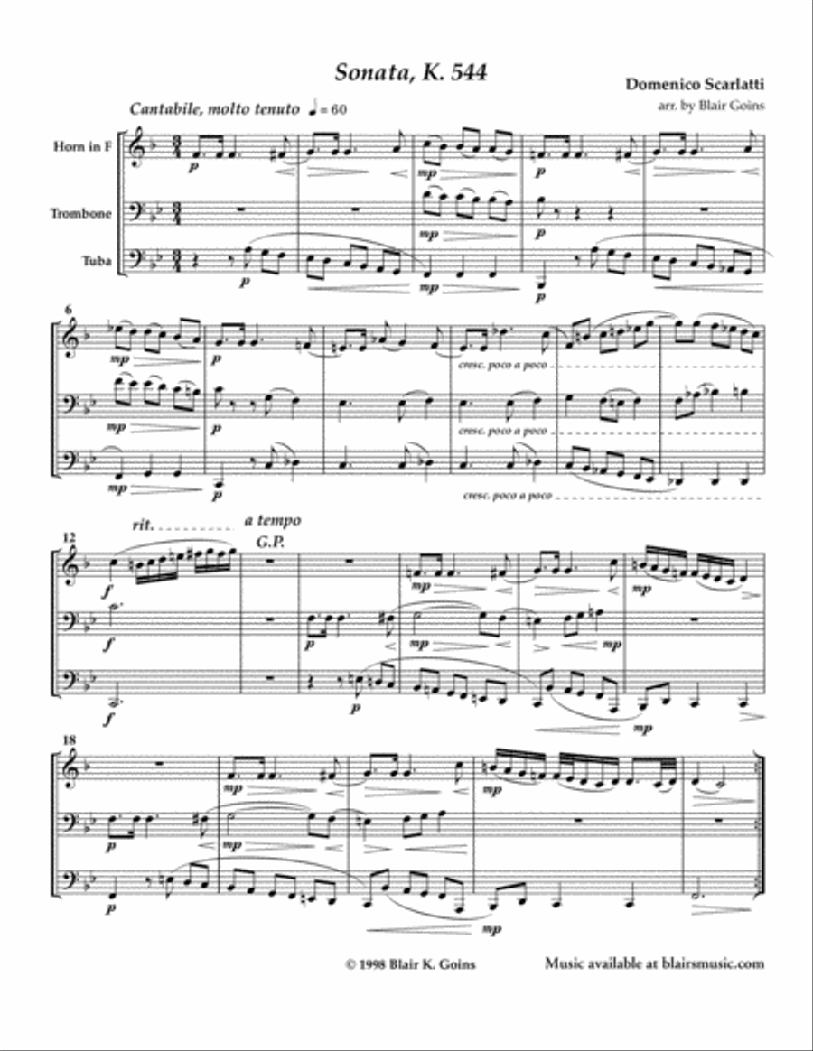 Sonatas K. 421 and K. 544 Brass Ensemble scores gallery preview page 2