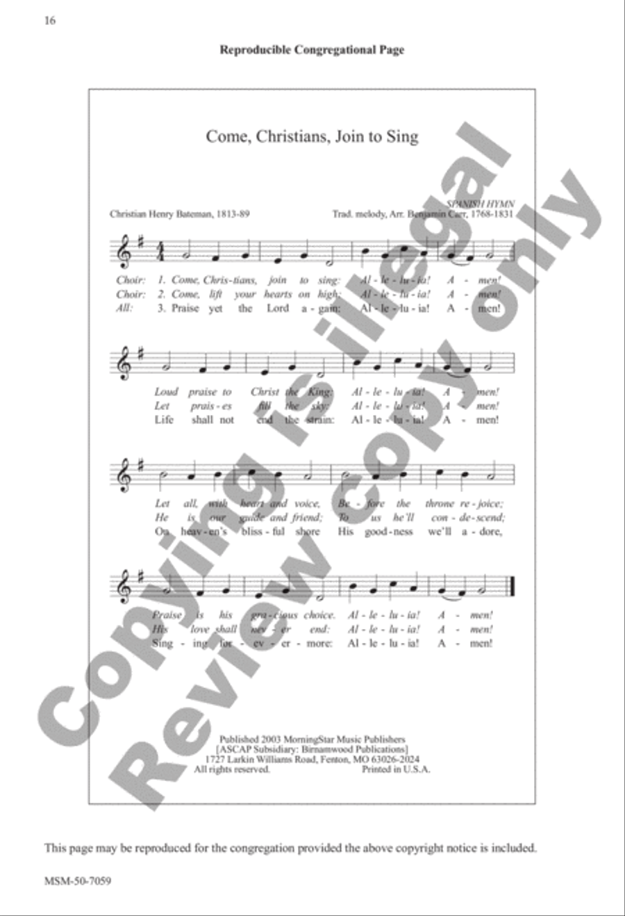 Come, Christians, Join to Sing 4-Part scores gallery preview page 16