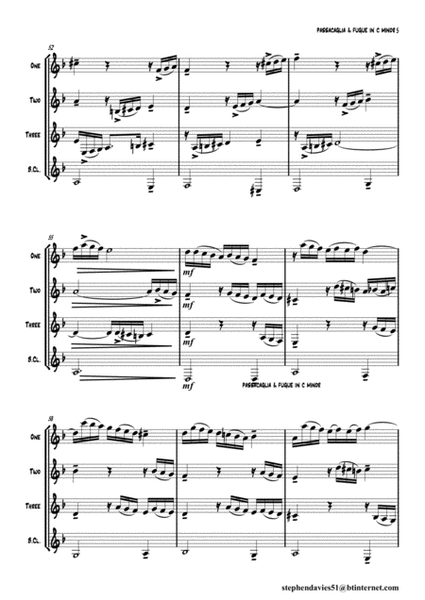 Passacaglia & Fugue in C Minor BWV832 by J.S.Bach for Clarinet Quartet. image number null