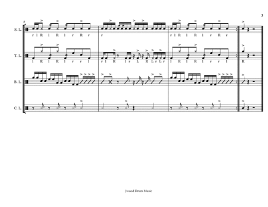 Free Hamster (Drumline Cadence) Marching Band scores gallery preview page 3