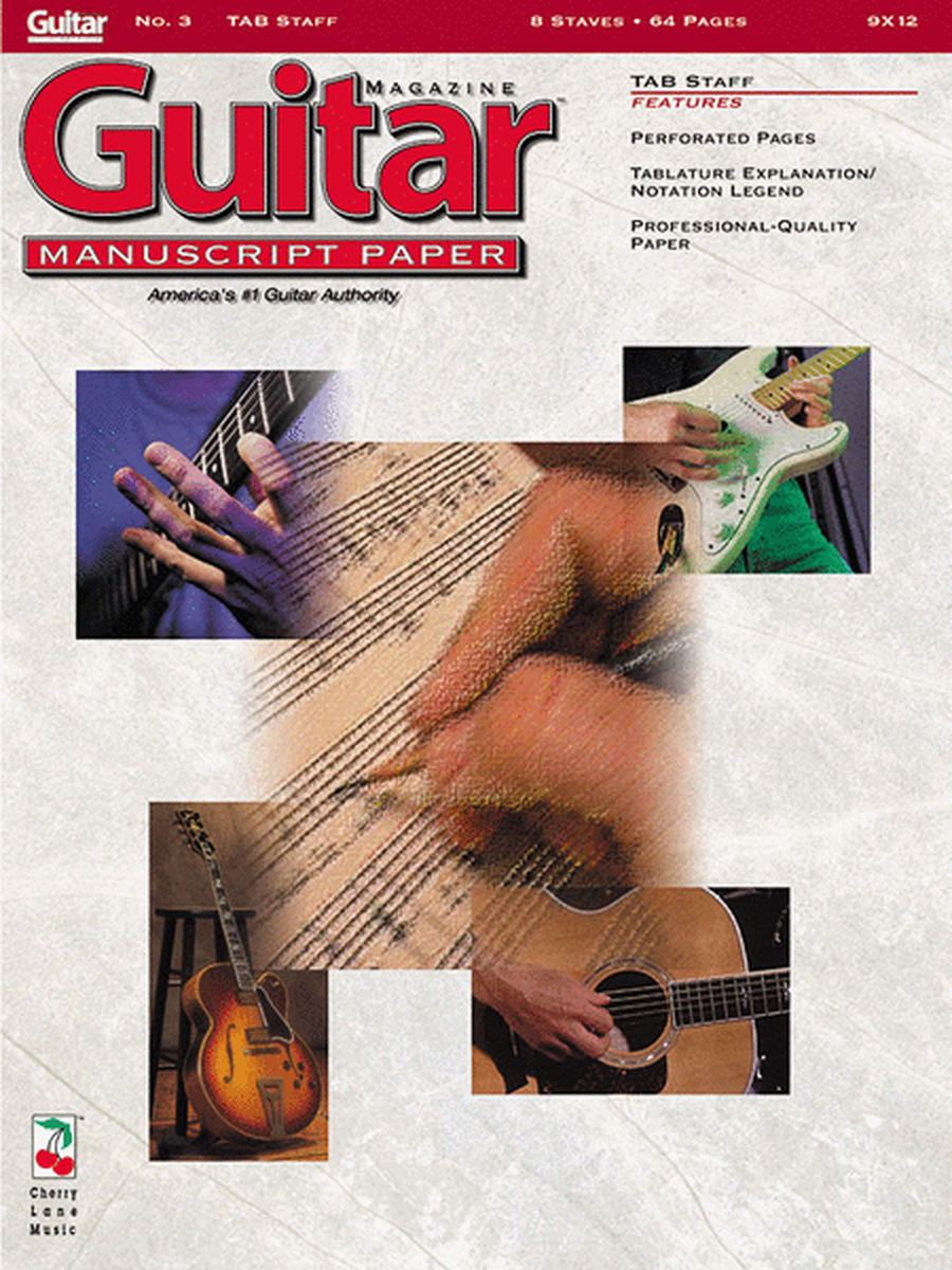 Guitar Magazine Manuscript Paper - #3 Tab Staff - 9'' x 12''