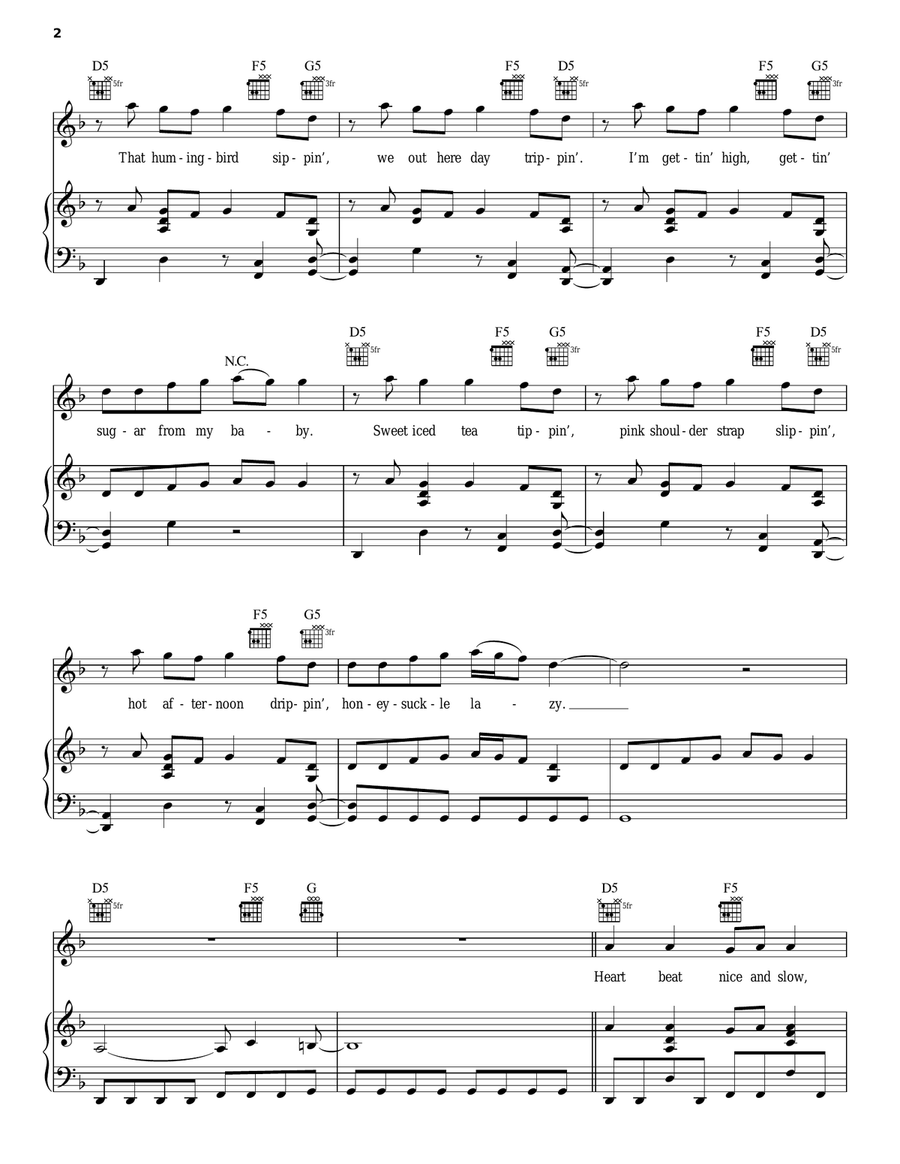 Honeysuckle Lazy Piano, Vocal, Guitar scores gallery preview page 2