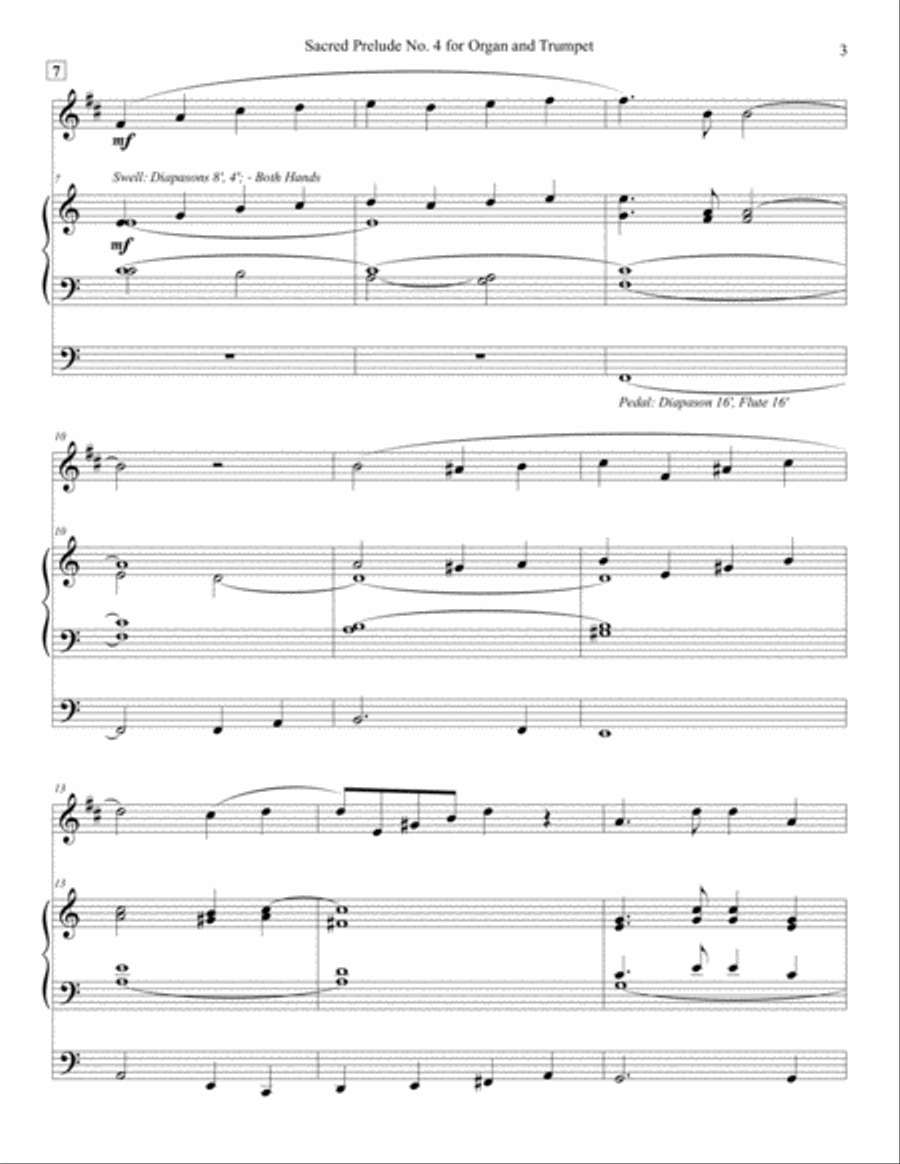 Sacred Prelude No. 4 for Organ and Trumpet Trumpet Duet scores gallery preview page 3