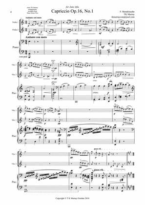 Book cover for Mendelssohn - Capriccio Op16 No1 - 2 Violins, Violin Duo, Violin Group