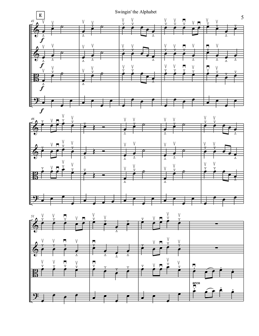 Swingin' The Alphabet String Quartet scores gallery preview page 5