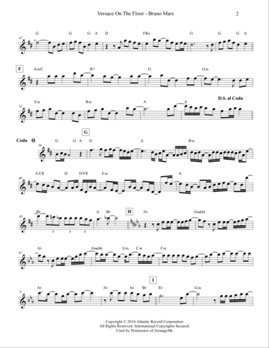 Versace On The Floor Piano scores gallery preview page 2