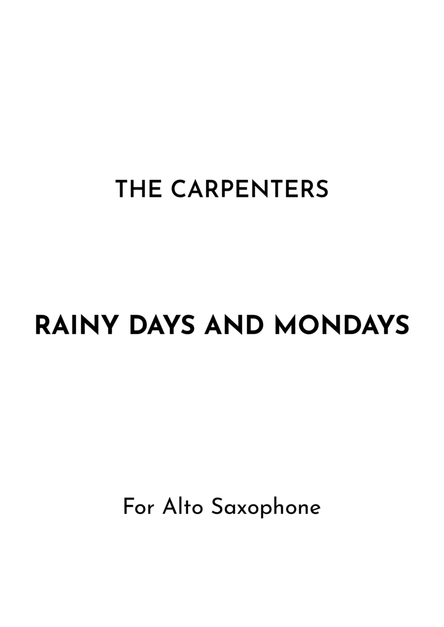 Rainy Days And Mondays Alto Saxophone scores gallery preview page 1