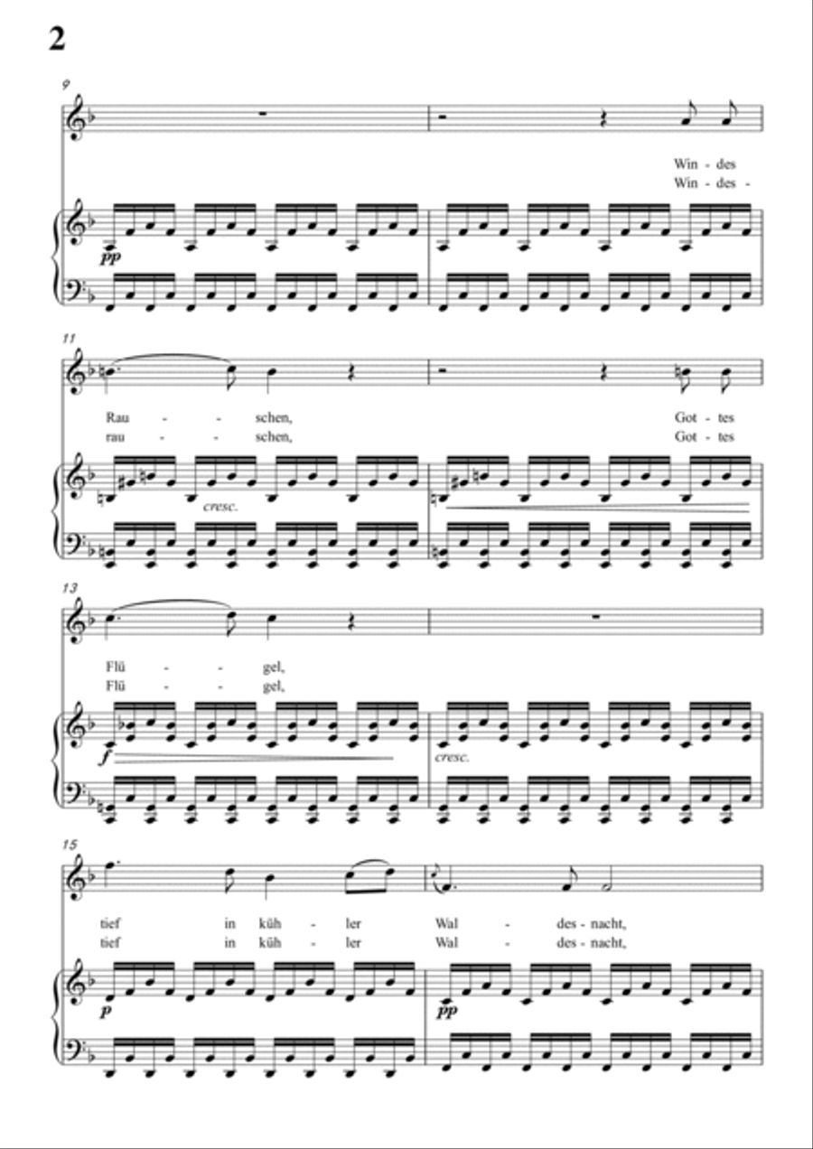 Schubert-Waldes-Nacht in F for Vocal and Piano Voice scores gallery preview page 3