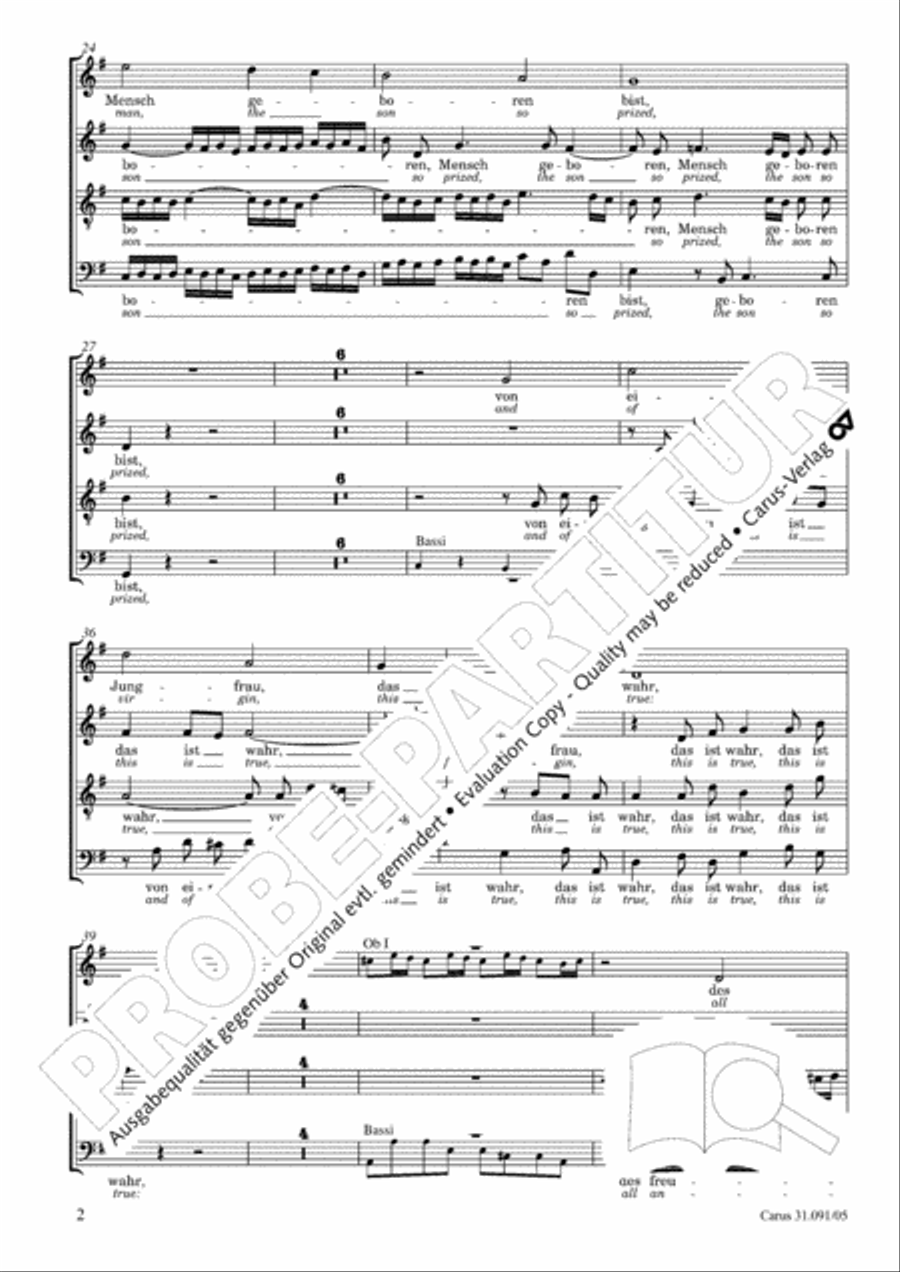 All praise to you, Lord Jesus Christ (Gelobet seist du, Jesu Christ) 4-Part scores gallery preview page 3