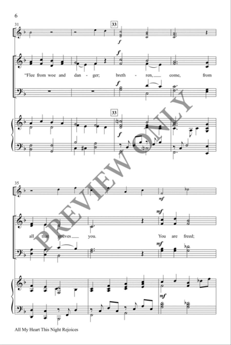 All My Heart This Night Rejoices 4-Part scores gallery preview page 6