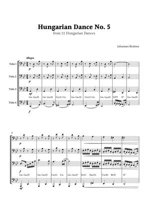 Hungarian Dance No. 5 by Brahms for Tuba Quartet