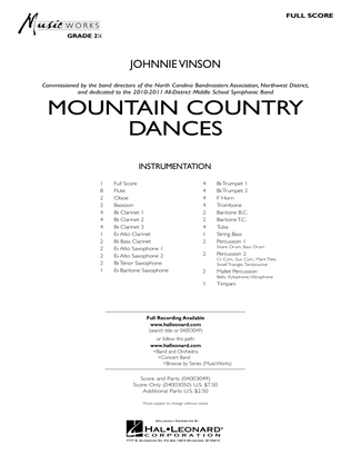 Book cover for Mountain Country Dances - Full Score