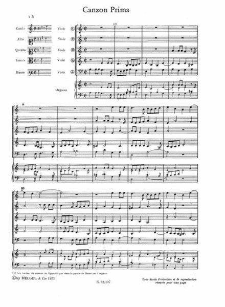Canzoni e Sonate pour divers Instruments