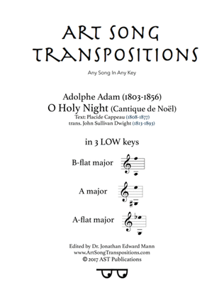 Book cover for ADAM: O Holy night (in 3 low keys: B-flat, A, A-flat major)