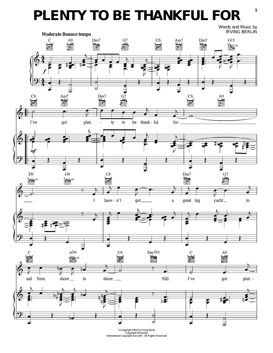 Plenty To Be Thankful For Piano, Vocal, Guitar scores gallery preview page 1