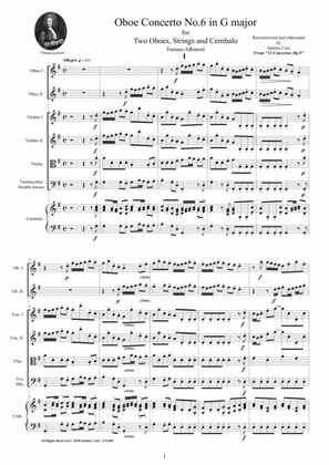 Albinoni - Oboe Concerto No.6 in G major Op.9 for Two Oboes, Strings and Cembalo