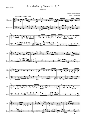Book cover for Brandenburg Concerto No. 3 in G major, BWV 1048 1st Mov. (J.S. Bach) for Trombone Duo