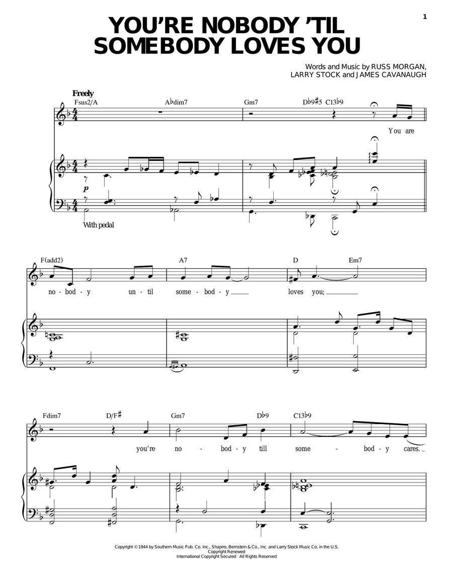 You're Nobody 'Til Somebody Loves You Piano, Vocal scores gallery preview page 1