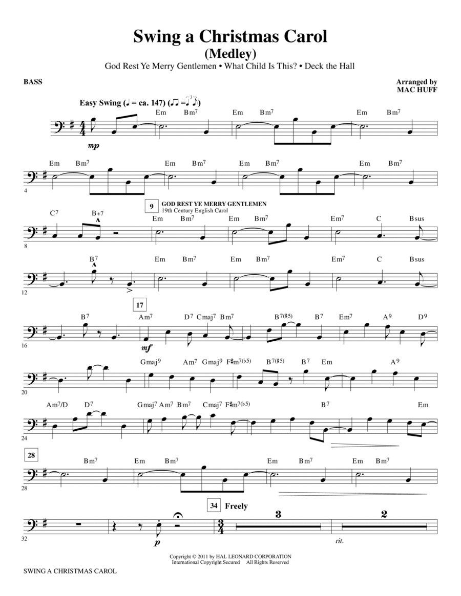 Swing A Christmas Carol (Medley) - Bass Choir scores gallery preview page 1
