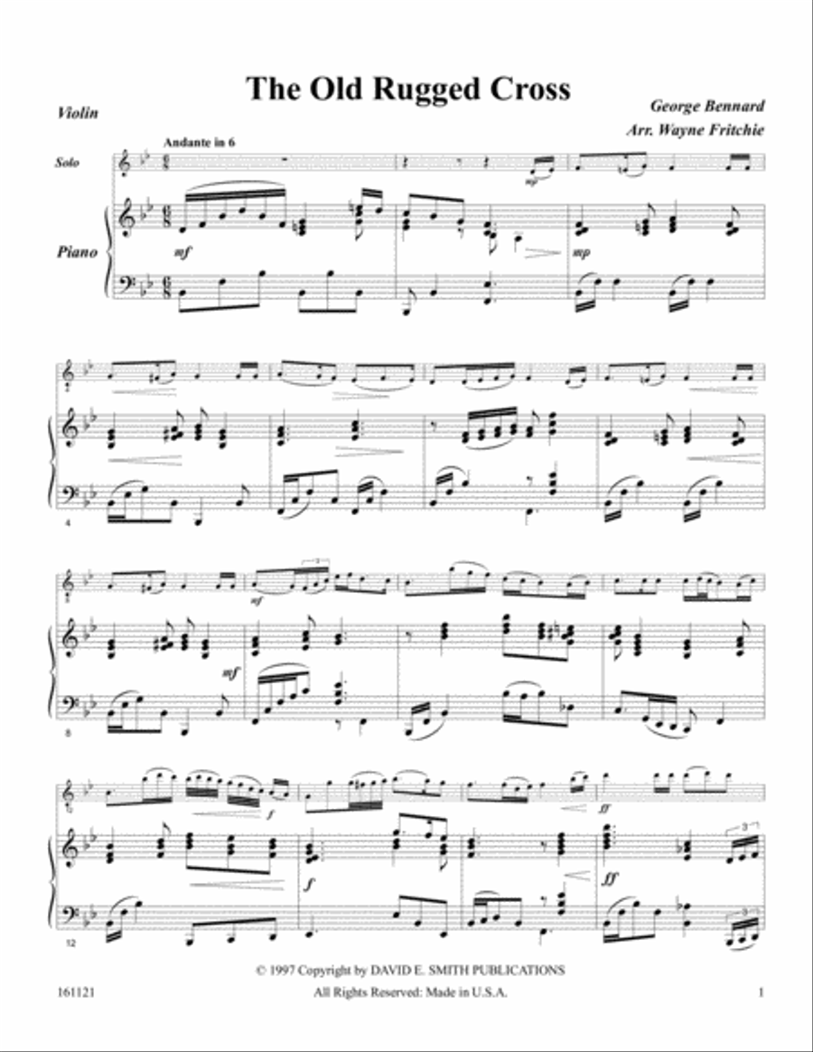 The Old Rugged Cross The Old Rugged Cross Violin Solo scores gallery preview page 1