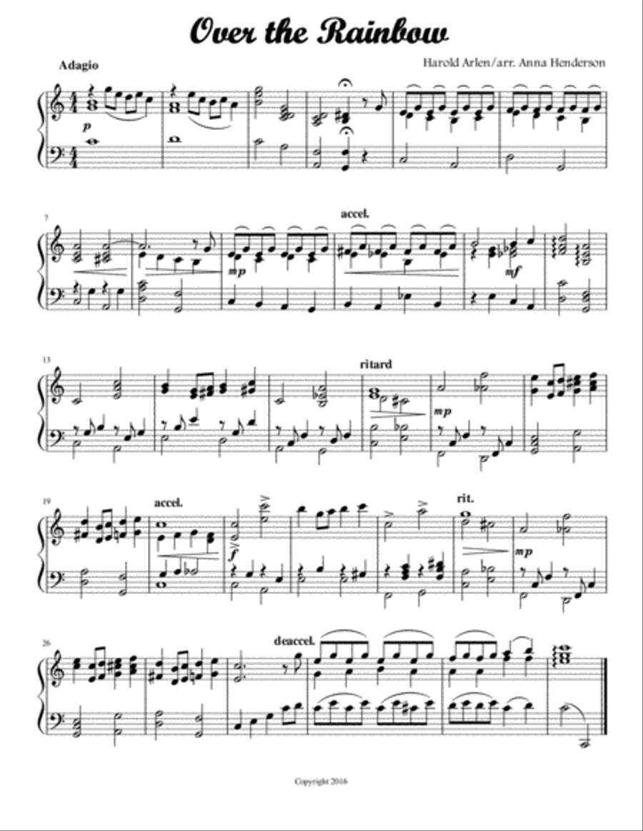 Over The Rainbow (from The Wizard Of Oz) Easy Piano scores gallery preview page 1